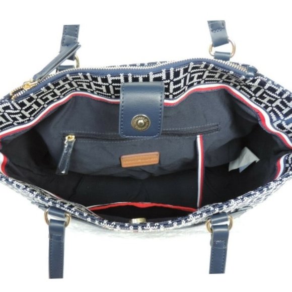Tommy Hilfiger Jacquard Tote Shoulder Handbags - Picture 3 of 8